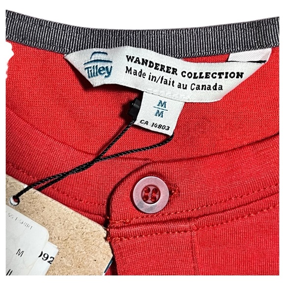 Tilley Wanderer Collection Shirt Rockies Henley Short Sleeve Red Size Med BLRH1 - Picture 6 of 11